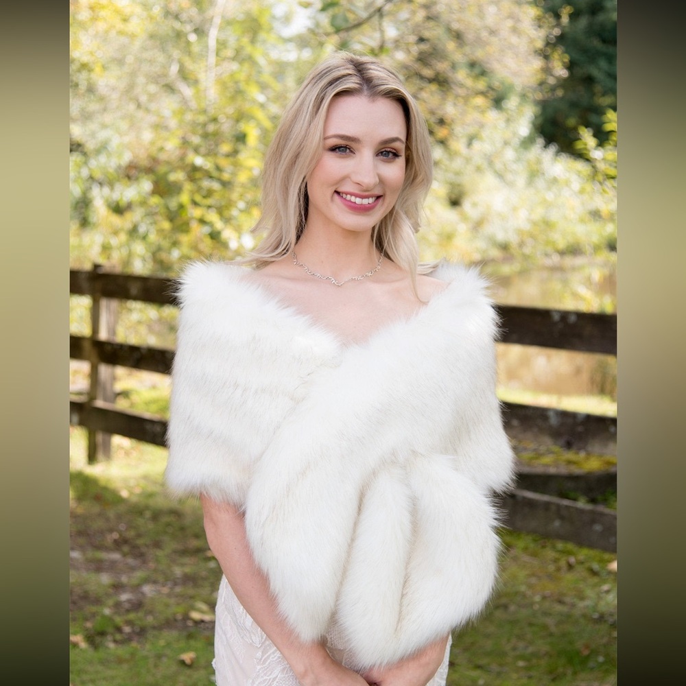 Ivory faux fur wrap